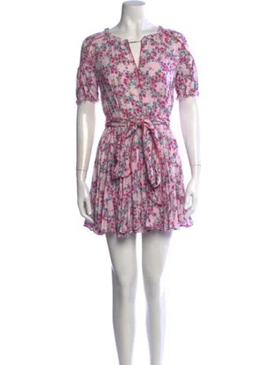 Pre-owned Poupette St Barth Floral Print Mini Dress In Pink