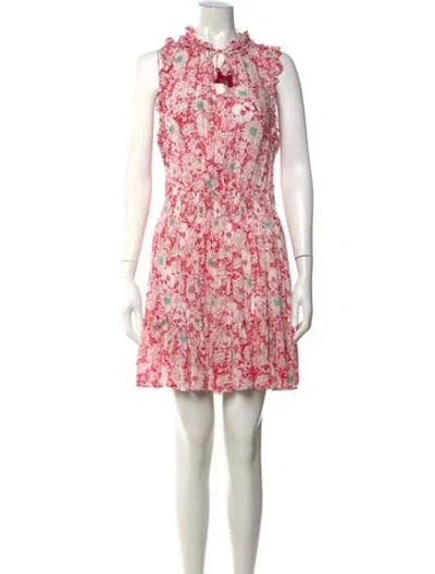 Pre-owned Poupette St Barth Floral Print Mini Dress In Pink