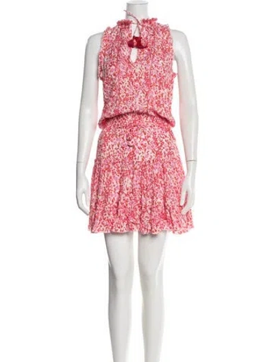 Pre-owned Poupette St Barth Floral Print Mini Dress In Pink