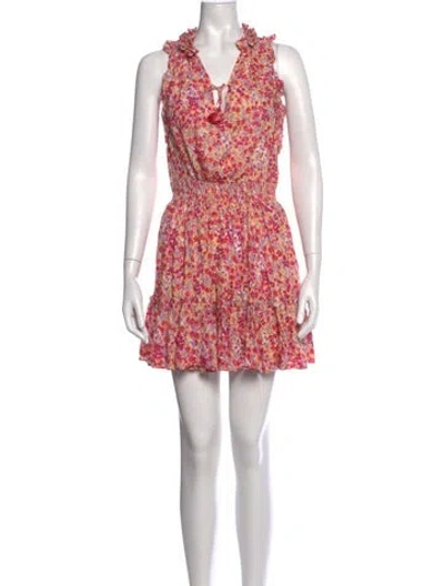 Pre-owned Poupette St Barth Floral Print Mini Dress In Pink