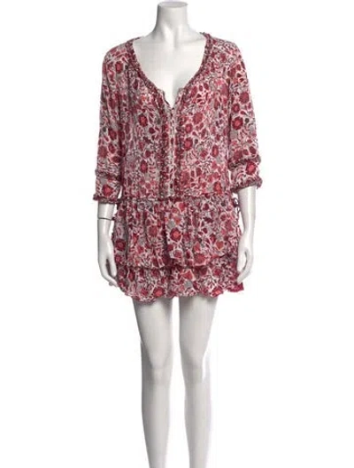 Pre-owned Poupette St Barth Floral Print Mini Dress In Pink