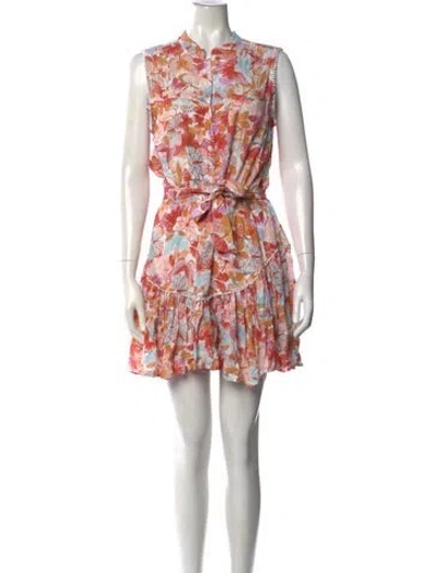 Pre-owned Poupette St Barth Floral Print Mini Dress In Pink