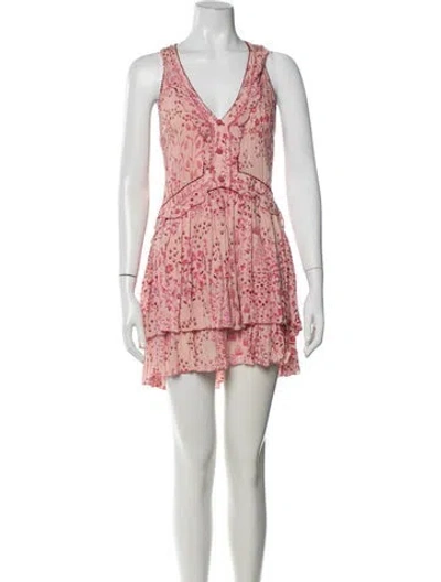 Pre-owned Poupette St Barth Floral Print Mini Dress In Pink