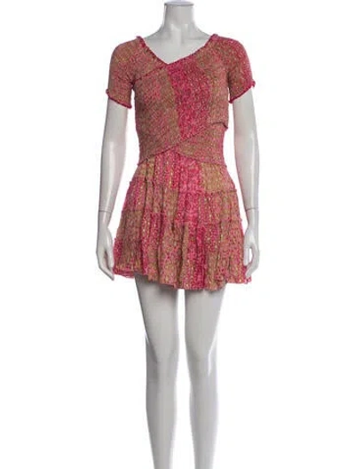 Pre-owned Poupette St Barth Floral Print Mini Dress In Pink