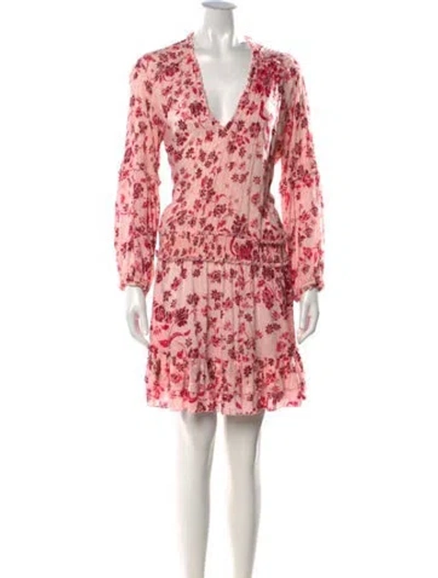 Pre-owned Poupette St Barth Floral Print Mini Dress In Pink