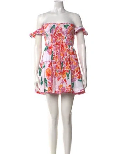 Pre-owned Poupette St Barth Floral Print Mini Dress In Pink