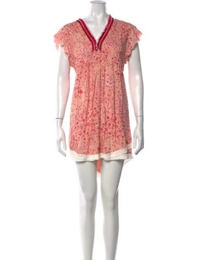 Pre-owned Poupette St Barth Floral Print Mini Dress In Pink