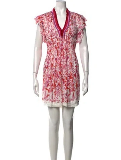 Pre-owned Poupette St Barth Floral Print Mini Dress In Pink