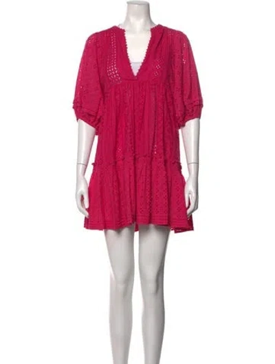Pre-owned Poupette St Barth Floral Print Mini Dress In Pink