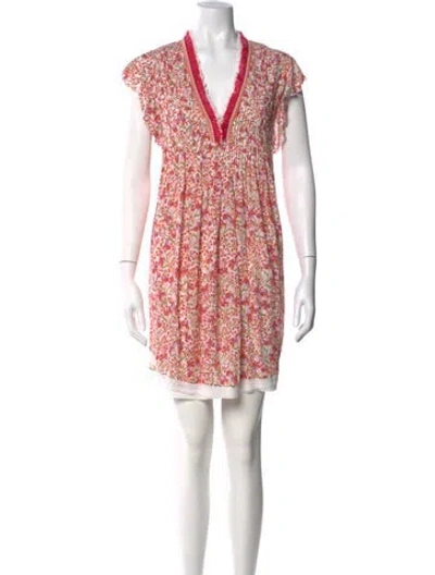 Pre-owned Poupette St Barth Floral Print Mini Dress In Pink