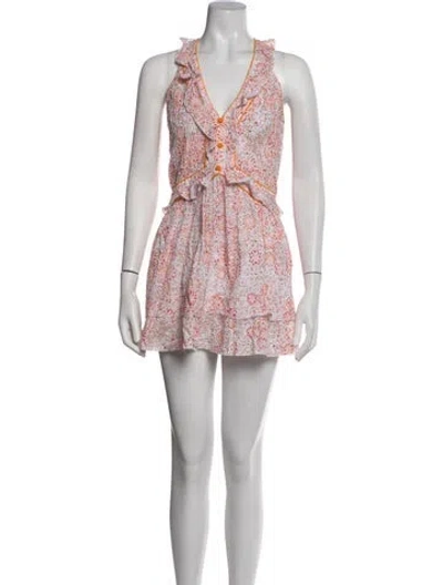 Pre-owned Poupette St Barth Floral Print Mini Dress In Pink