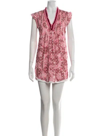 Pre-owned Poupette St Barth Floral Print Mini Dress In Pink