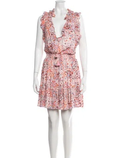Pre-owned Poupette St Barth Floral Print Mini Dress In Pink/red
