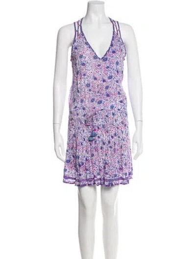 Pre-owned Poupette St Barth Floral Print Mini Dress In Purple