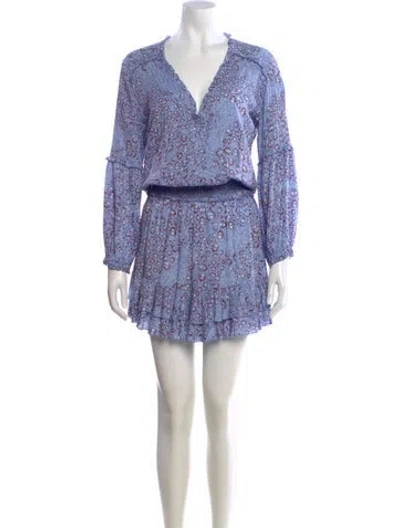 Pre-owned Poupette St Barth Floral Print Mini Dress In Purple