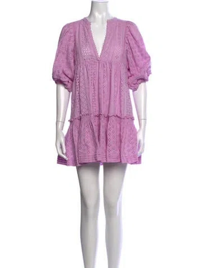 Pre-owned Poupette St Barth Floral Print Mini Dress In Purple