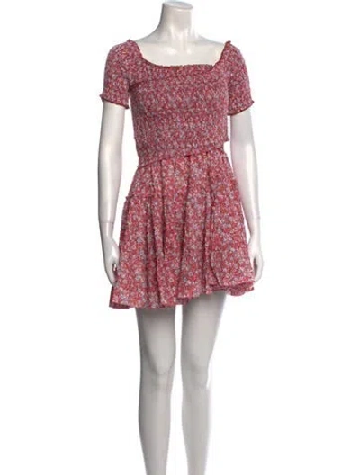 Pre-owned Poupette St Barth Floral Print Mini Dress In Red