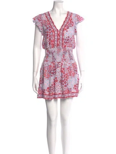 Pre-owned Poupette St Barth Floral Print Mini Dress In Red