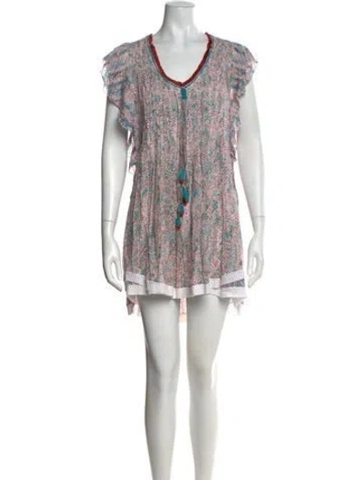 Pre-owned Poupette St Barth Floral Print Mini Dress In Red
