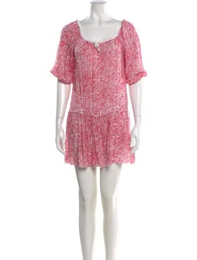 Pre-owned Poupette St Barth Floral Print Mini Dress In Red