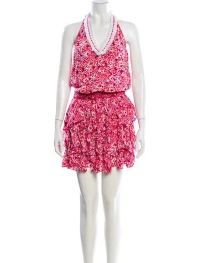 Pre-owned Poupette St Barth Floral Print Mini Dress In Red