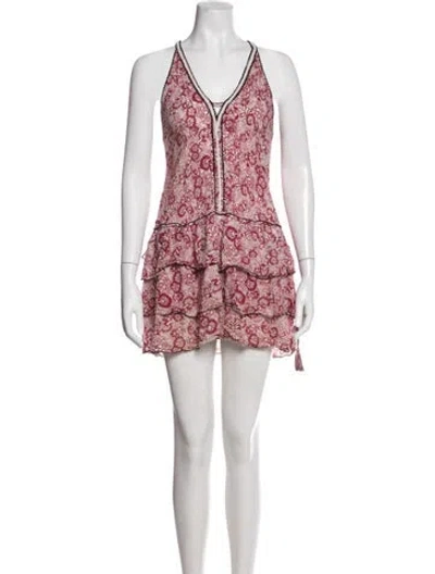 Pre-owned Poupette St Barth Floral Print Mini Dress In Red
