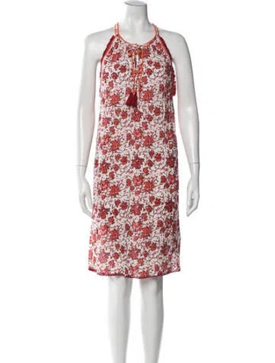 Pre-owned Poupette St Barth Floral Print Mini Dress In Red