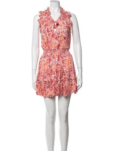 Pre-owned Poupette St Barth Floral Print Mini Dress In Red