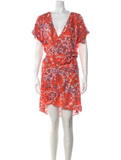 Pre-owned Poupette St Barth Floral Print Mini Dress In Red