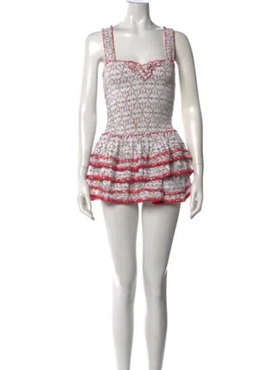 Pre-owned Poupette St Barth Floral Print Mini Dress In Red