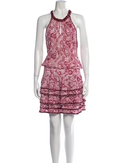 Pre-owned Poupette St Barth Floral Print Mini Dress In Red