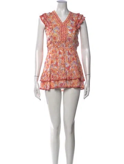 Pre-owned Poupette St Barth Floral Print Mini Dress In Red/white