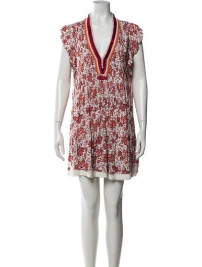 Pre-owned Poupette St Barth Floral Print Mini Dress In Red/white
