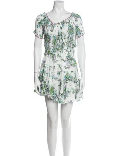 Pre-owned Poupette St Barth Floral Print Mini Dress W/ Tags In Multi