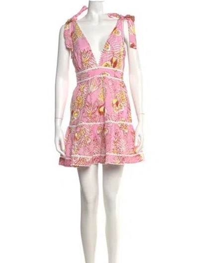 Pre-owned Poupette St Barth Floral Print Mini Dress W/ Tags In Multi