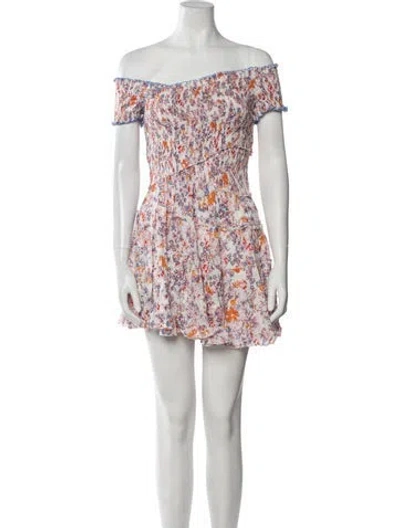 Pre-owned Poupette St Barth Floral Print Mini Dress W/ Tags In Orange