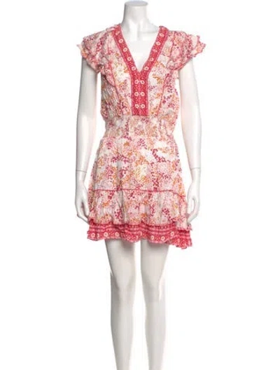 Pre-owned Poupette St Barth Floral Print Mini Dress W/ Tags In Orange