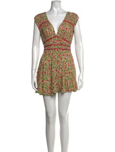 Pre-owned Poupette St Barth Floral Print Mini Dress W/ Tags In Orange
