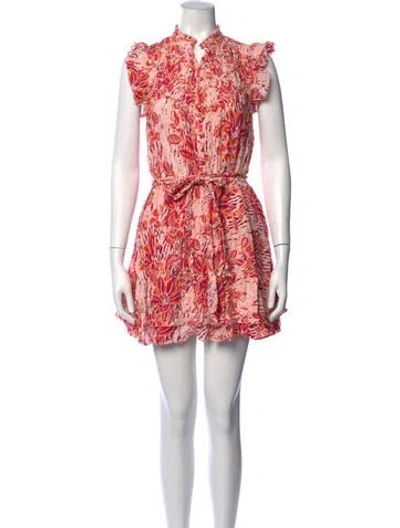 Pre-owned Poupette St Barth Floral Print Mini Dress W/ Tags In Orange