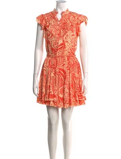Pre-owned Poupette St Barth Floral Print Mini Dress W/ Tags In Orange