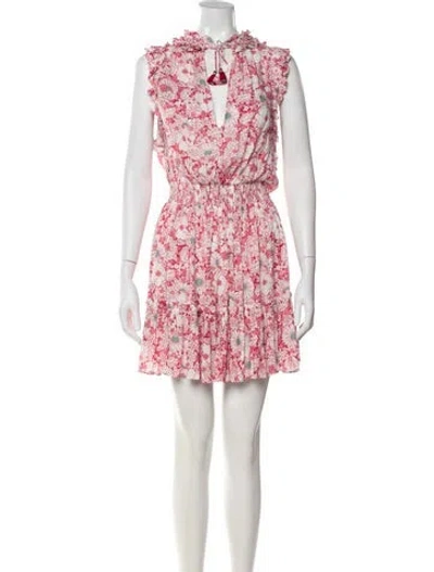 Pre-owned Poupette St Barth Floral Print Mini Dress W/ Tags In Pink