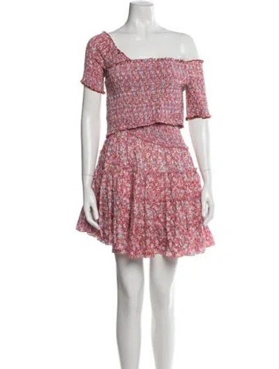 Pre-owned Poupette St Barth Floral Print Mini Dress W/ Tags In Pink