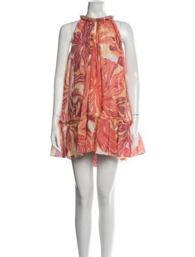 Pre-owned Poupette St Barth Floral Print Mini Dress W/ Tags In Pink