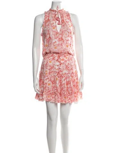 Pre-owned Poupette St Barth Floral Print Mini Dress W/ Tags In Pink
