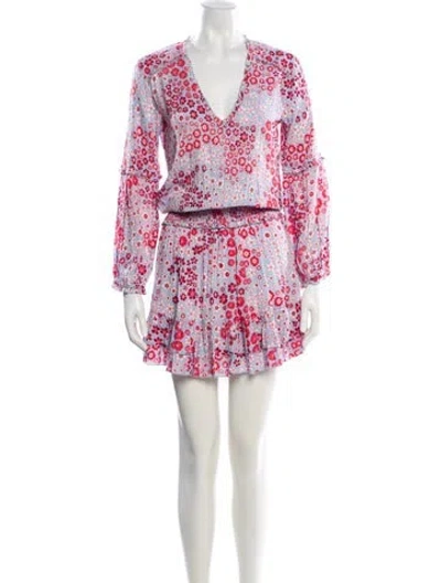 Pre-owned Poupette St Barth Floral Print Mini Dress W/ Tags In White