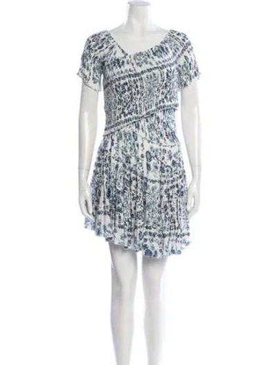 Pre-owned Poupette St Barth Floral Print Mini Dress W/ Tags In White