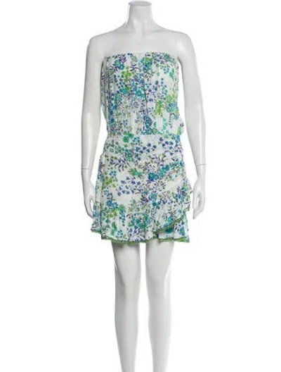 Pre-owned Poupette St Barth Floral Print Mini Dress In White