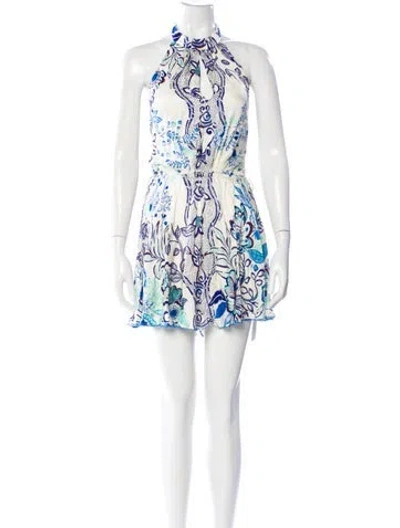 Pre-owned Poupette St Barth Floral Print Mini Dress In White