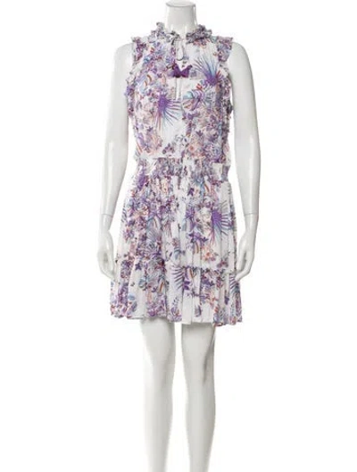 Pre-owned Poupette St Barth Floral Print Mini Dress In White