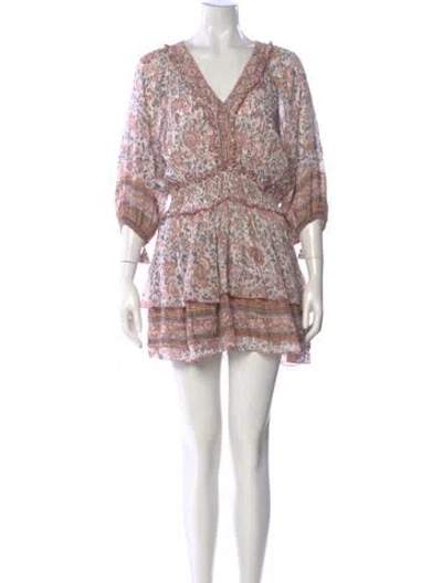 Pre-owned Poupette St Barth Floral Print Mini Dress In White